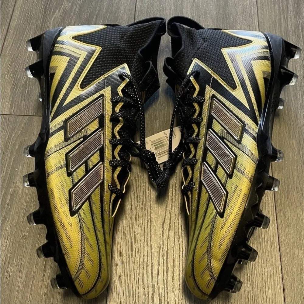 New Mens Adidas Freak-23 Inline Football Cleats Black Gold HP2446 Men’s Size